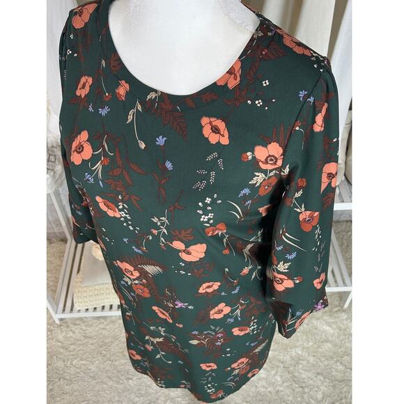 Skies Are Blue Women's Size L Green Floral Ruffle Sleeve Shift Dress #0563 - Picture 4 of 13